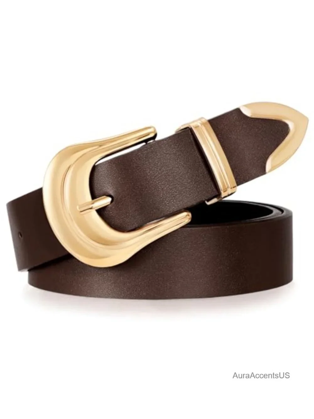 Women's Western Leather Belt Faux Leather Cowgirl Belt Gold Buckle Rodeo Belt
